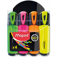 Zakre�lacz FLUO PEPS mix kolor�w 4szt etui z zawieszk� 742547 MAPED