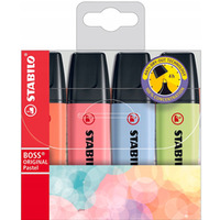 Zakrelacz BOSS 4szt. pastel w etui z zawieszk 70/4-3 STABILO (czerwony,c.rowy,niebieski,limonkowy)
