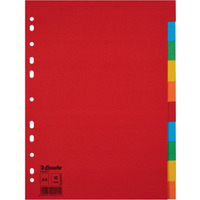 Przekadki karton A4 10 kart ESSELTE 100201 kolorowe bez karty opisowej