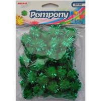 Pompony metaliczne 2cm zielone (40 szt.) POM25 BREWIS