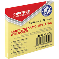 Bloczek samoprzylepny 76x76mm ��ty OFFICE PRODUCTS 14047611-06
