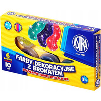 Farby szkolne dekoracyjne z brokatem 6 kolorw 10ml brokatowe 301116001 ASTRA