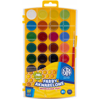 Farby akwarelowe szkolne zestaw 32 kolory + pędzelek 302023002 ASTRA