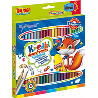 Kredki owkowe trjktne dwustronne Zestaw 24 kredek 48 kolorw + temperwka BAMBINO St.Majewski