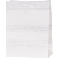 Torebka prezentowa 26x32x12cm Lux brokat BIA�A A4 ROZETTE