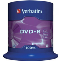 Pyta DVD+R 4, 7GB VERBATIM cake (100szt) 16x Matt Silver 43551