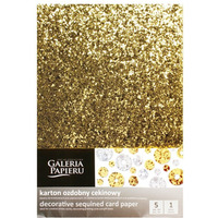 Karton ozdobny cekinowy A4 z�oty 210g. (5ark.) 208506 Galeria Papieru