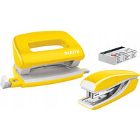 Zszywacz + dziurkacz LEITZ WOW mini 10 kartek ty metalik 55612016