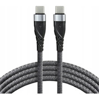 Kabel USB-C -> USB-C 1m 3A 60W pleciony szary EVERACTIVE (CBB-1PDG)