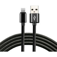 Kabel USB -> Lightning 2m 2, 4A pleciony czarny EVERACTIVE (CBB-2IB)