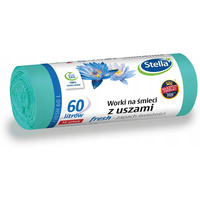 Worki na mieci 60L z uszami wytrzymae (16szt) zielone (LDPE) wiey zapach ST1-WNS-3898V1 STELLA