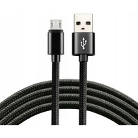 Kabel USB -> microUSB 0,3m 2,4A pleciony czarny EVERACTIVE (CBB-0.3MB)