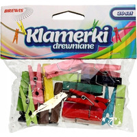 Spinacze-klamerki drewniane ozdobne mix kolorw 4,5cm (20 szt.) BREWIS