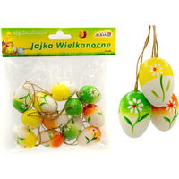 Jajko plastikowe wielkanocne rcznie malowane z zawieszk satynow wysoko 4 cm (12 szt.) WPJ-8550