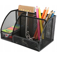 Przybornik na biurko NATUNA siatka czarny 223x140x130mm (6B)