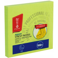 Bloczek samoprzylepny 75x75mm 100k zielony neonowy MB100-22-100 MEMOBE