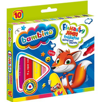 Flamastry tr�jk�tne dla dzieci Jumbo Zestaw 10 kolor�w Pisaki Mazaki BAMBINO St.Majewski