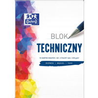 Blok techniczny szkolny A4 biay 10 kartek 250g 400093199 OXFORD
