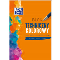 Blok techniczny szkolny A3 kolorowy 10 kartek 225g 400093234 OXFORD