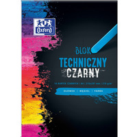 Blok techniczny szkolny A4 czarne kartki 10 kartek 210g 400093231 OXFORD