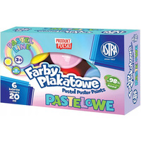Farby plakatowe pastelowe 6 kolorw 20ml zestaw 301121001 ASTRA