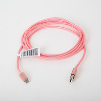 Kabel USB -> microUSB 2m pleciony jasny rowy OMEGA IGUANA (43937)