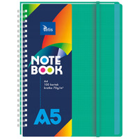 Kołonotanik A5 100k kratka okładka PP zielona 70g. KB060-ZKA5 TETIS