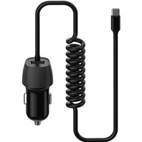 adowarka samochodowa PLATINET SPIRAL USB-A 3, 4A + kabel USB-C 15W czarna (45483)
