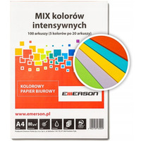 Papier ksero A4 80g mix intensywny 100ark Czerwony, Fuksja, Ciemny Niebieski, Ciemny Zielony, ty xem1001pwn EMERSON