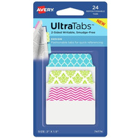 Zakadki indeksujce samoprzylepne 50, 8x38, 1mm kolorowe z wzorem Ultra Tabs 74774 AVERY ZWECKFORM