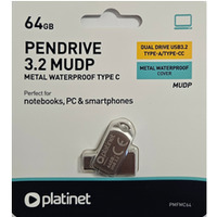 Pami USB-A/USB-C 64GB PLATINET MUDP USB 3.2 metalowy wodoodporny (45971)