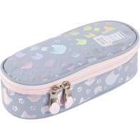 Pi�rnik szkolny w kotki Saszetka pastelowa PC-01 SILVER CATS St.Majewski