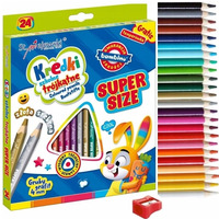 Kredki szkolne tr�jk�tne grube Super Size Zestaw 24 kredek + temper�wka BAMBINO St.Majewski
