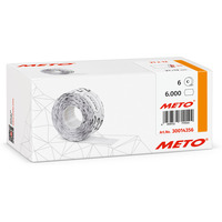 Etykiety cenowe w rolce do metkownicy jednorzędowej 21x12 mm, (6 sztuk) białe z dziurką, trwały klej, METO M30014356