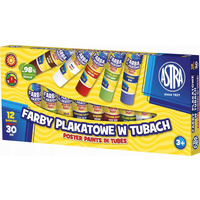 Farby plakatowe w tubkach szkolne 12 kolor�w 30ml 83110901 ASTRA