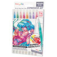 Pisak BRUSH SIGN PEN TWIN MANGA kpl.8szt. SESW30C-ST8MGPL PENTEL