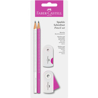 O��wek SPARKLE SLEEVE bia�y/r�owy + temper�wka+gumka blister 218487 Faber-Castell
