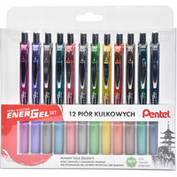Pi�ro kulkowe PENTEL ENERGEL zestaw 12 kolor�w (12szt) BL77/ST12PL